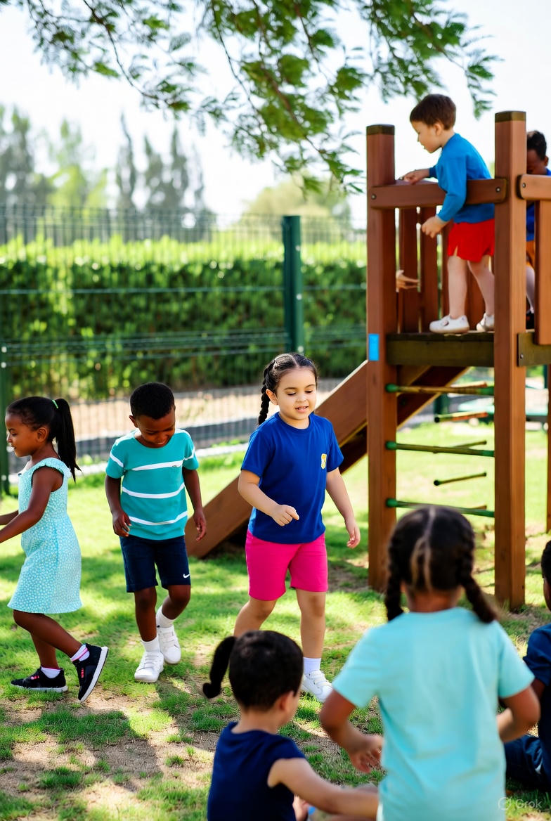 Kids on playground equipment